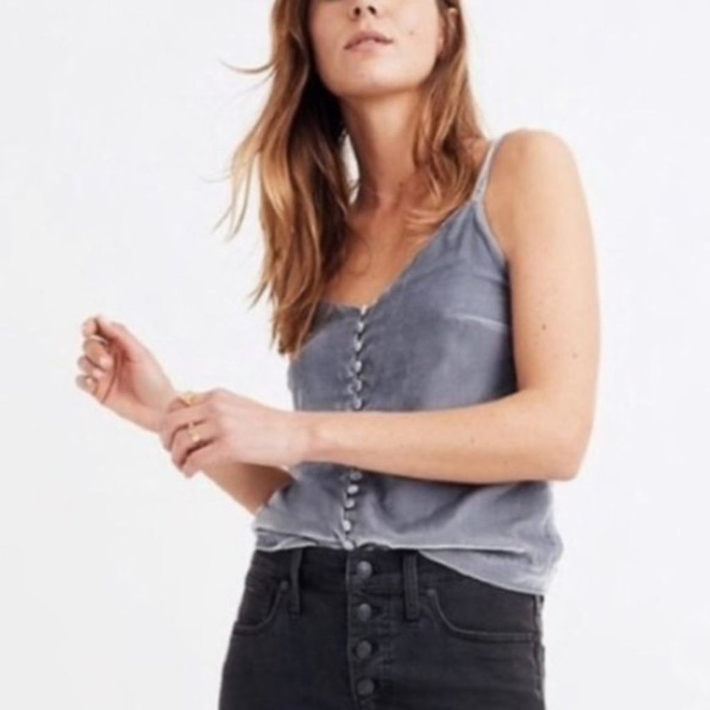 NWT Madewell Velvet Button-Down Cami Top - Lilac Purple - Size 14 - Picture 2 of 14